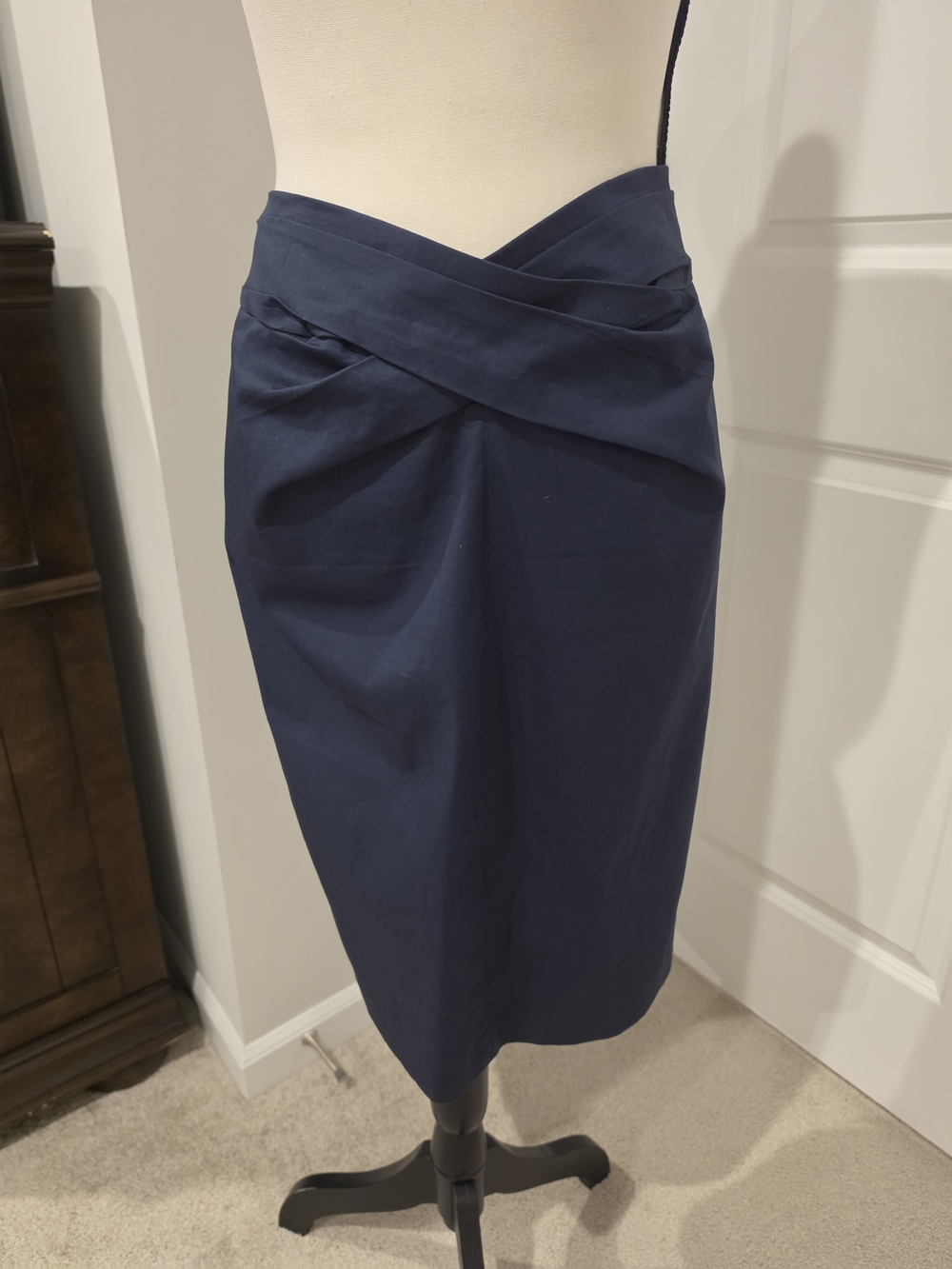 Michael Kors Navy Twist-Front Pencil Skirt